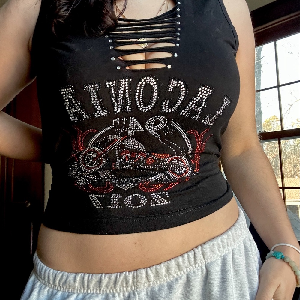 Bike week Studded Cutout Graphic Tank Top